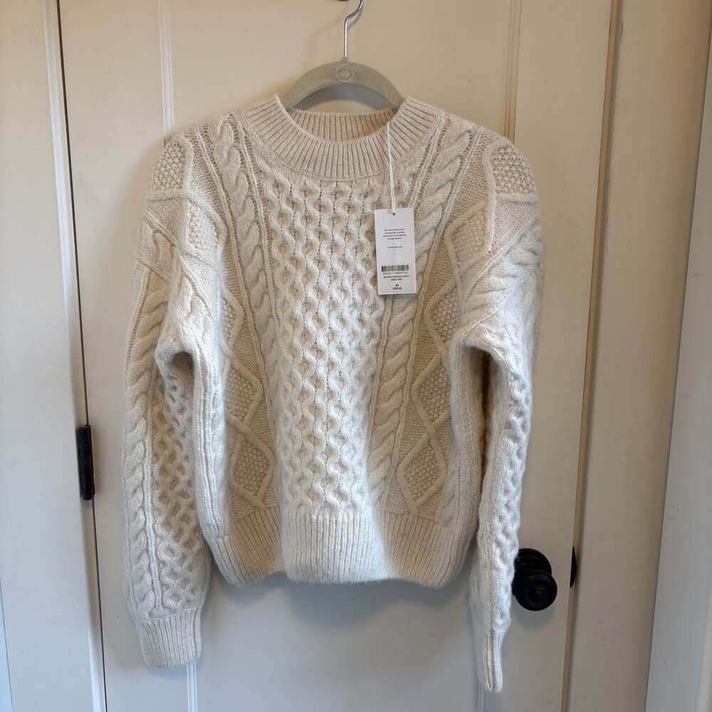 Buck Mason Highland Alpaca Cable Crew Sweater Fisherman Ivory Size XS MSRP 328